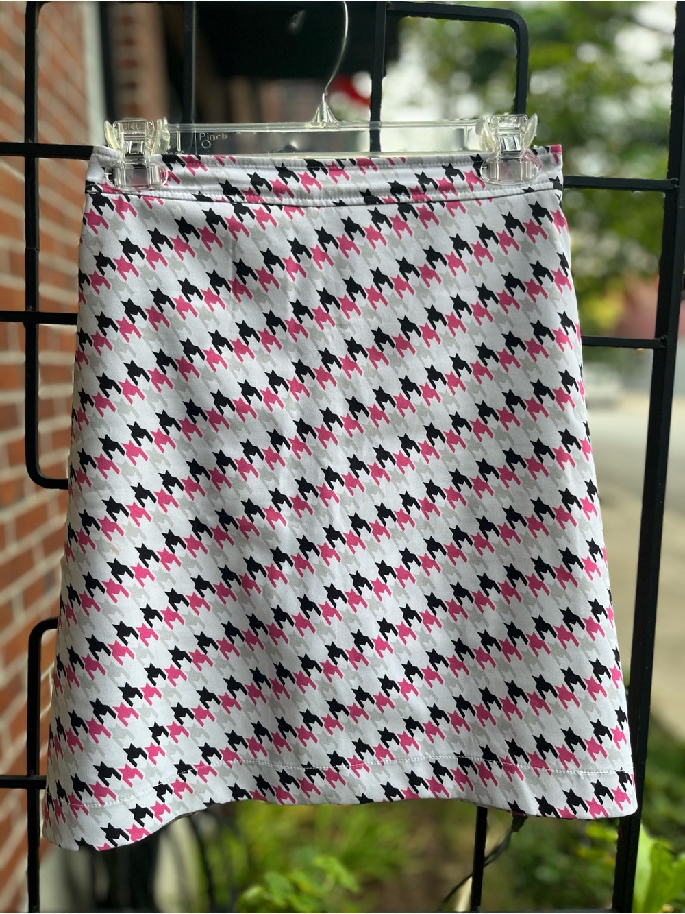 Pink & Black Houndstooth Skort